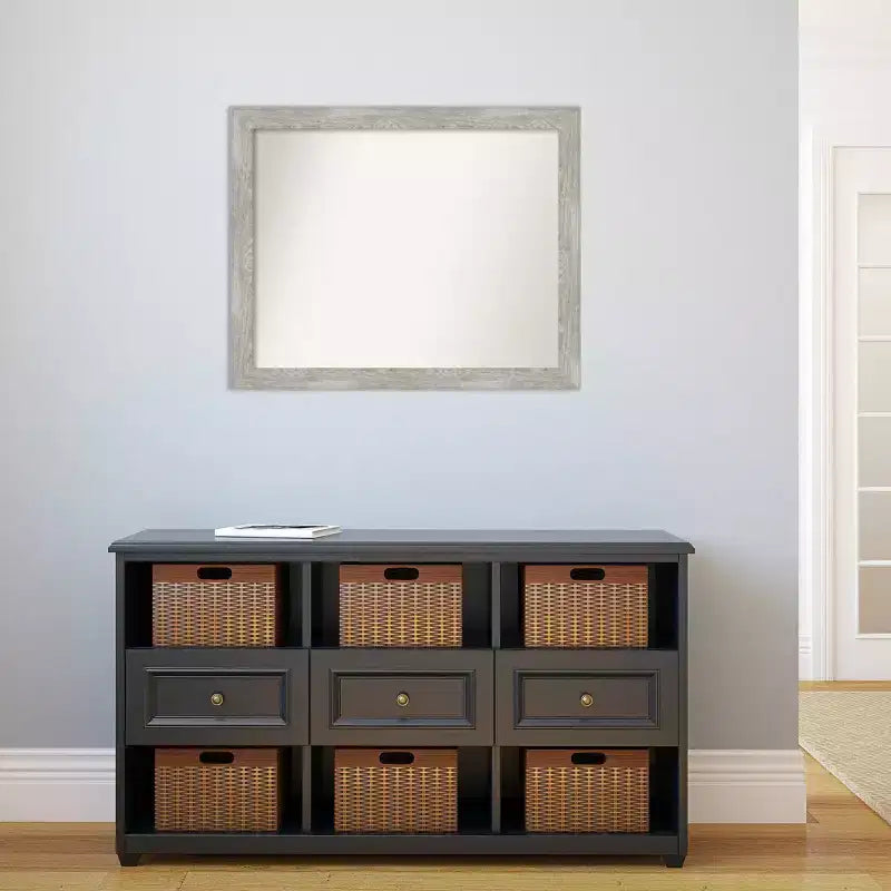 Miroir mural de salle de bain étroit non biseauté 32" x 26" Gris délavé - : Quincaillerie de montage incluse