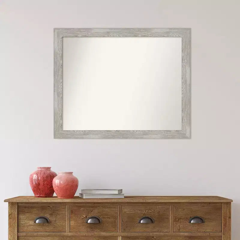 Miroir mural de salle de bain étroit non biseauté 32" x 26" Gris délavé - : Quincaillerie de montage incluse