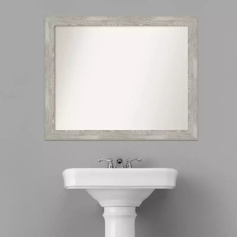 Miroir mural de salle de bain étroit non biseauté 32" x 26" Gris délavé - : Quincaillerie de montage incluse