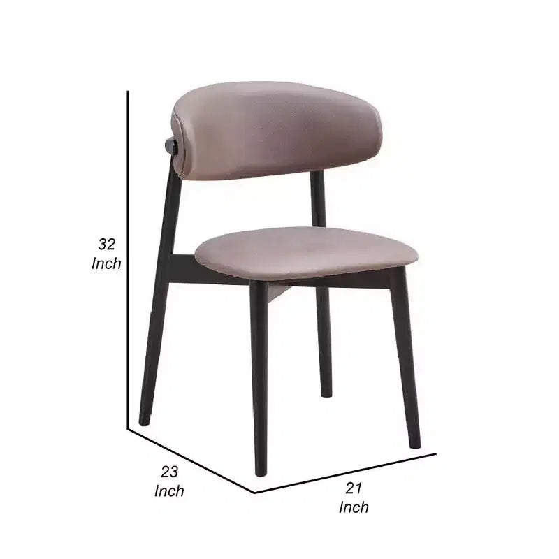 Chaise de salle à manger latérale de 23 pouces, lot de 2, pieds tournés, tissu gris, noir