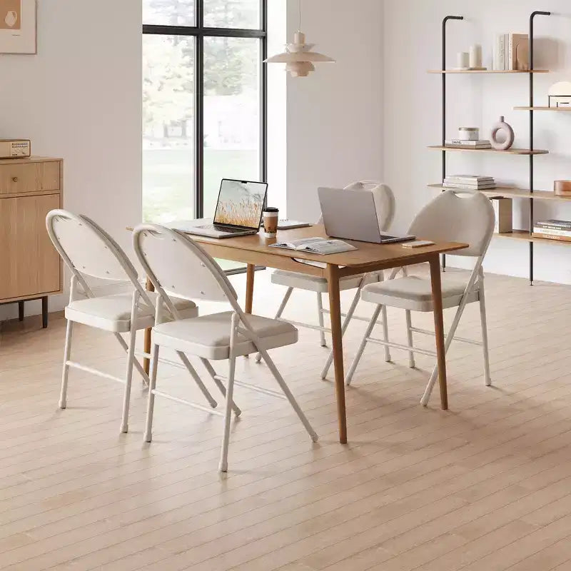 Lot de 4 chaises pliantes noires, chaises pliantes de 4 avec sièges rembourrés, chaises pliantes de salle à manger en tissu de lin de coton pour invités, cuisine, bureau