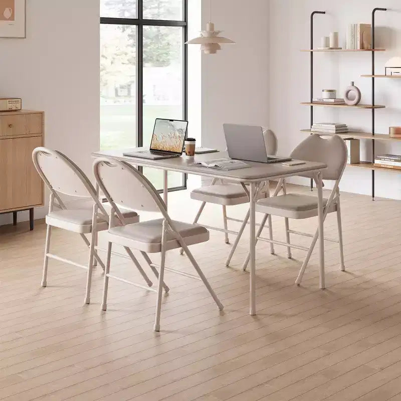 Lot de 4 chaises pliantes noires, chaises pliantes de 4 avec sièges rembourrés, chaises pliantes de salle à manger en tissu de lin de coton pour invités, cuisine, bureau