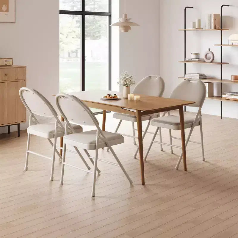 Lot de 4 chaises pliantes noires, chaises pliantes de 4 avec sièges rembourrés, chaises pliantes de salle à manger en tissu de lin de coton pour invités, cuisine, bureau