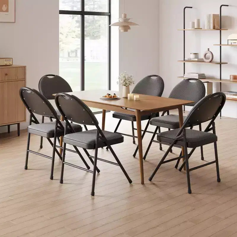 Lot de 4 chaises pliantes noires, chaises pliantes de 4 avec sièges rembourrés, chaises pliantes de salle à manger en tissu de lin de coton pour invités, cuisine, bureau