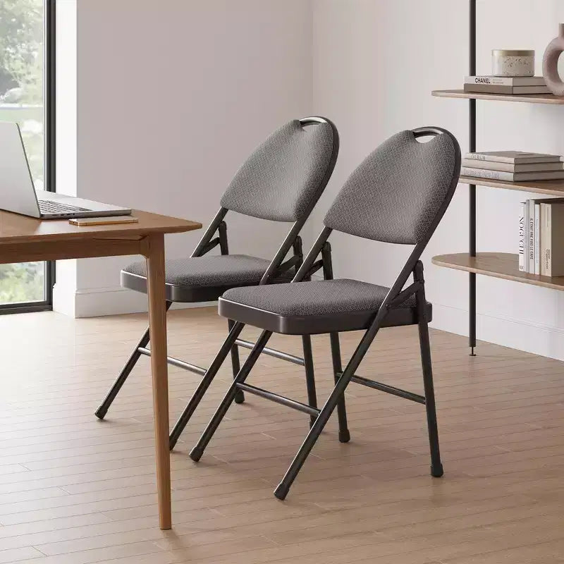 Lot de 4 chaises pliantes noires, chaises pliantes de 4 avec sièges rembourrés, chaises pliantes de salle à manger en tissu de lin de coton pour invités, cuisine, bureau