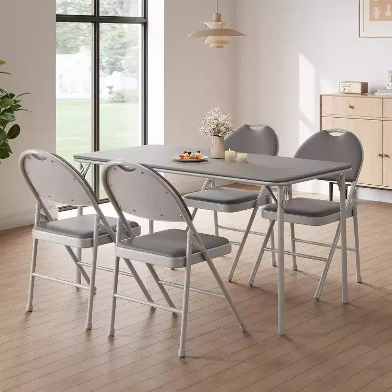 Lot de 4 chaises pliantes noires, chaises pliantes de 4 avec sièges rembourrés, chaises pliantes de salle à manger en tissu de lin de coton pour invités, cuisine, bureau