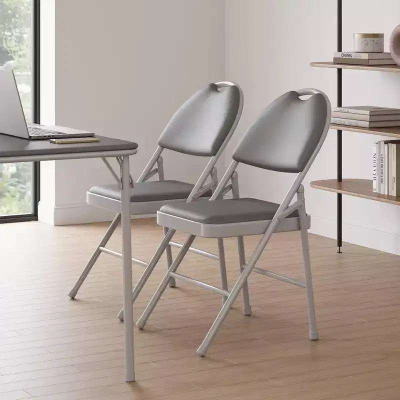 Lot de 4 chaises pliantes noires, chaises pliantes de 4 avec sièges rembourrés, chaises pliantes de salle à manger en tissu de lin de coton pour invités, cuisine, bureau