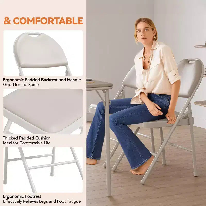 Lot de 4 chaises pliantes noires, chaises pliantes de 4 avec sièges rembourrés, chaises pliantes de salle à manger en tissu de lin de coton pour invités, cuisine, bureau