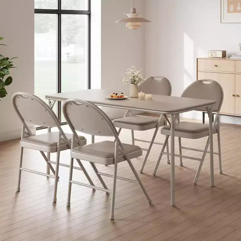 Lot de 4 chaises pliantes noires, chaises pliantes de 4 avec sièges rembourrés, chaises pliantes de salle à manger en tissu de lin de coton pour invités, cuisine, bureau