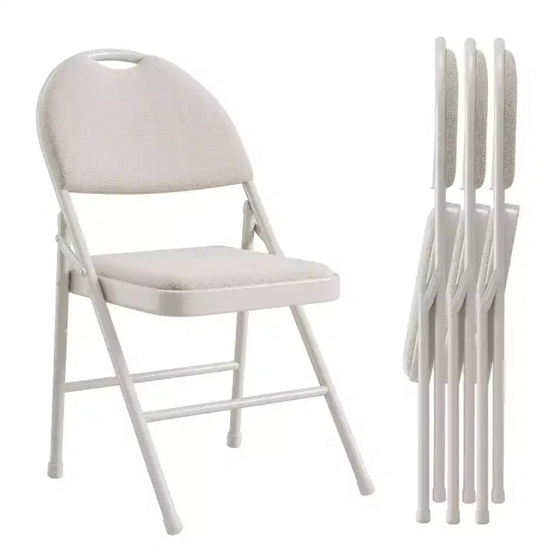 Lot de 4 chaises pliantes noires, chaises pliantes de 4 avec sièges rembourrés, chaises pliantes de salle à manger en tissu de lin de coton pour invités, cuisine, bureau