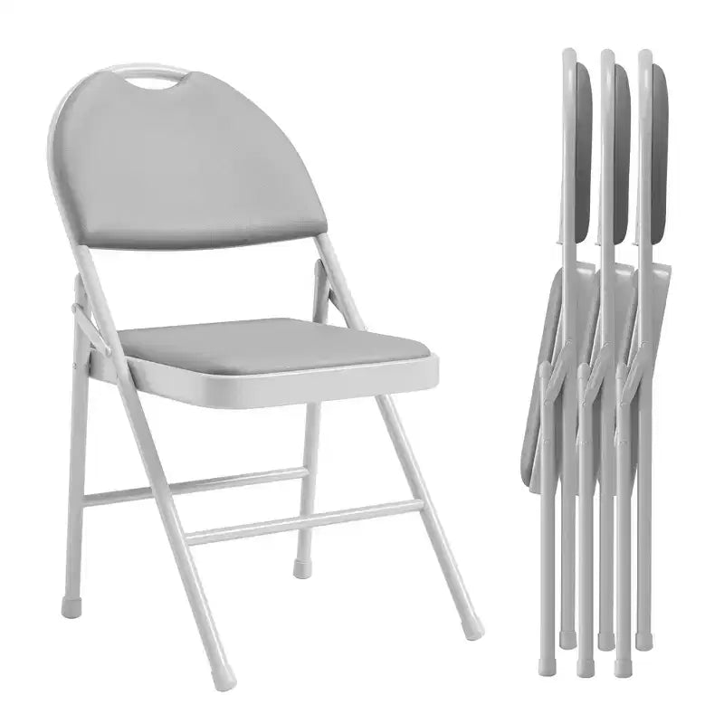 Lot de 4 chaises pliantes noires, chaises pliantes de 4 avec sièges rembourrés, chaises pliantes de salle à manger en tissu de lin de coton pour invités, cuisine, bureau