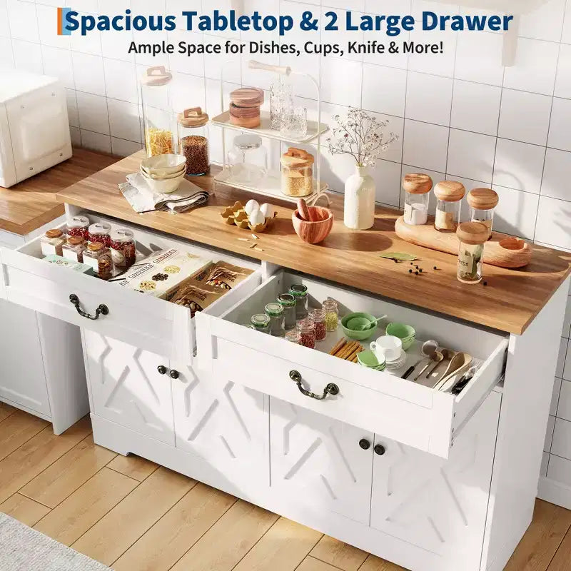 Buffet de cuisine avec rangement, Grand placard de rangement de cuisine, Organisateur de bar à café de salle à manger