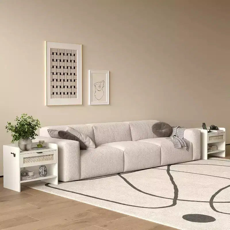 Table de chevet en osier avec station de charge USB-C, table de chevet bohème avec tiroir et compartiment ouvert pour chambre à coucher
