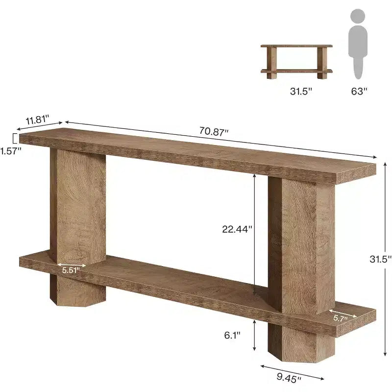 Console étroite de 180 cm pour entrée, Meuble d'appoint en bois pour l'arrière de canapé, pour salon, couloir, hall d'entrée, Bois naturel