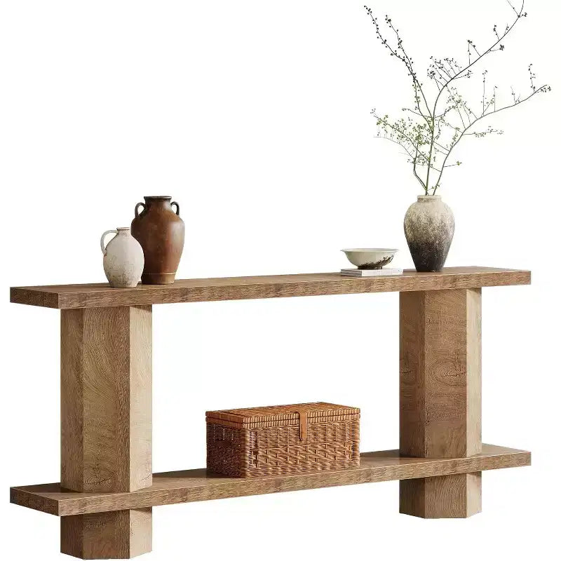 Console étroite de 180 cm pour entrée, Meuble d'appoint en bois pour l'arrière de canapé, pour salon, couloir, hall d'entrée, Bois naturel
