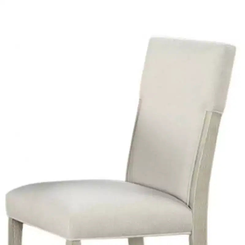 Chaise de salle à manger latérale (lot de 2), bois massif brun naturel, tissu blanc doux