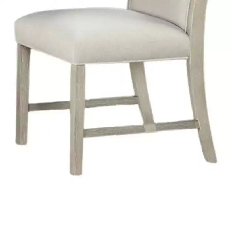 Chaise de salle à manger latérale (lot de 2), bois massif brun naturel, tissu blanc doux