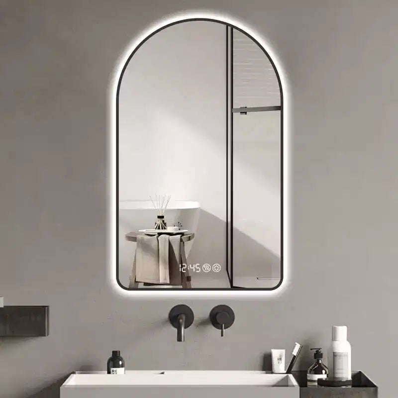 Miroir de salle de bain LED arqué Corin Modern 48 avec trois températures de couleur