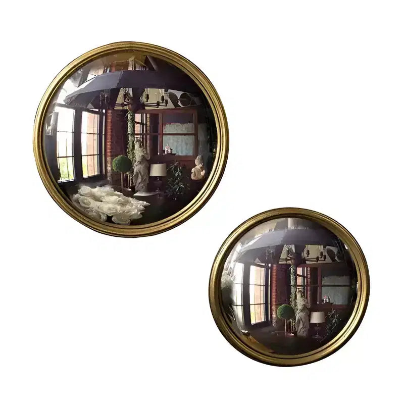 Miroir Convexe Bull Cadre Métallique Feuille d'Or Miroir Décoratif pour Murs ou à Poser - Très Petit/Petit