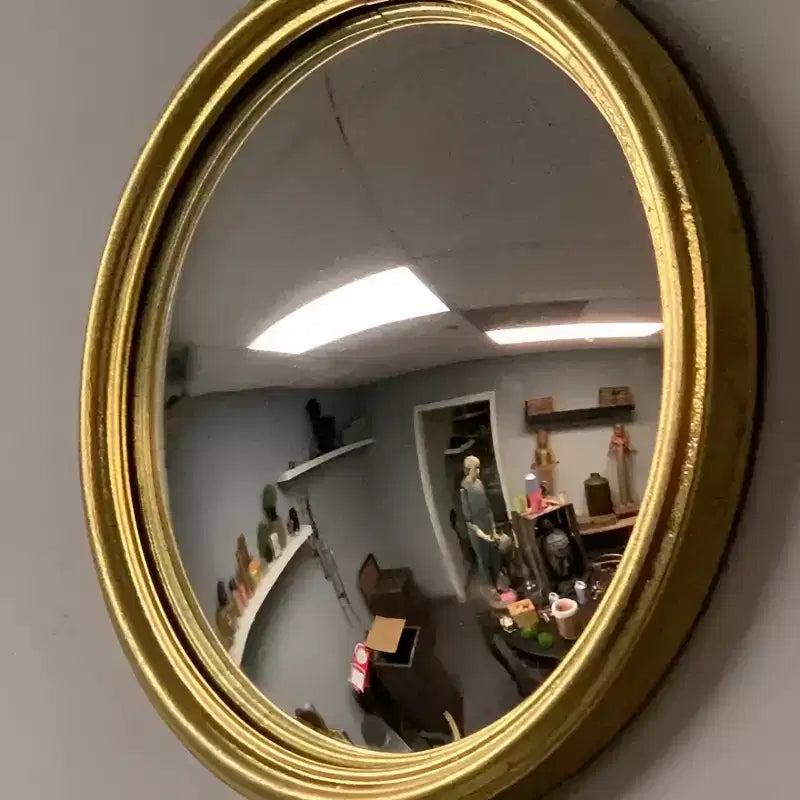Miroir Convexe Bull Cadre Métallique Feuille d'Or Miroir Décoratif pour Murs ou à Poser - Très Petit/Petit