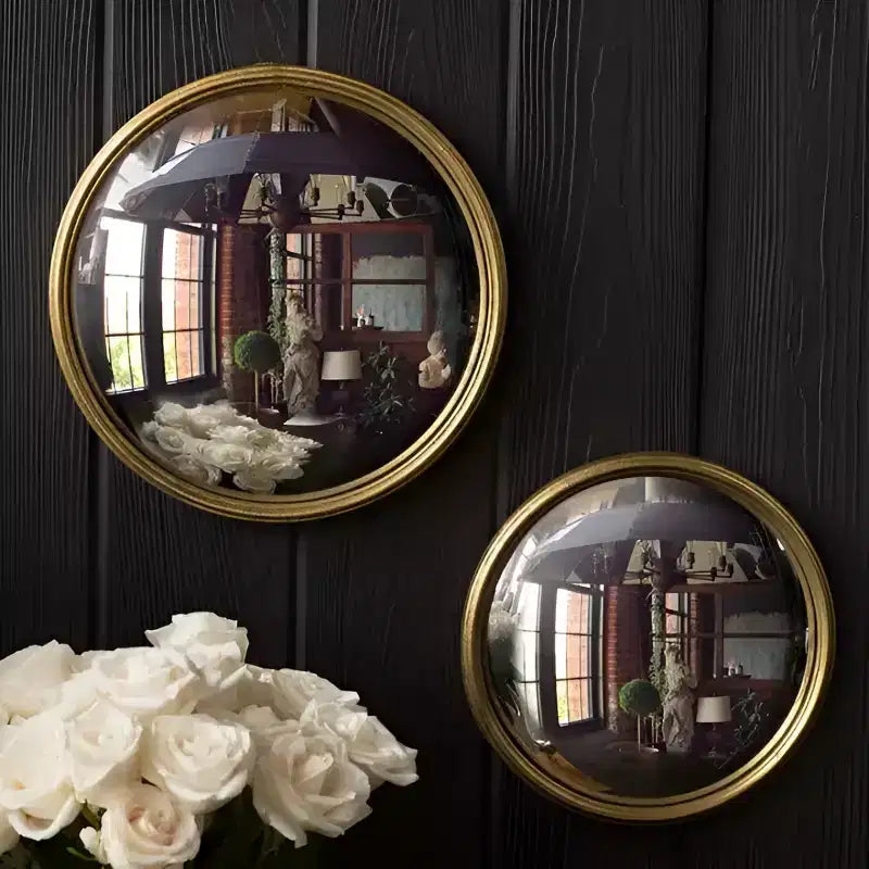 Miroir Convexe Bull Cadre Métallique Feuille d'Or Miroir Décoratif pour Murs ou à Poser - Très Petit/Petit