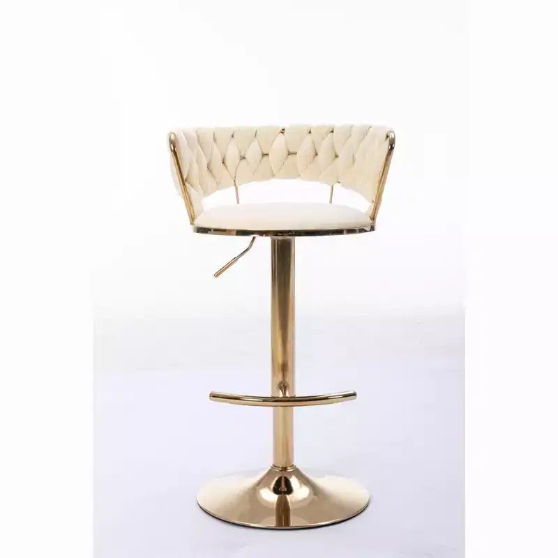 Tabourets de bar en velours avec repose-pieds et base chromés, lot de 2, tabourets de bar pivotants avec levage mécanique réglable, tabourets de hauteur comptoir