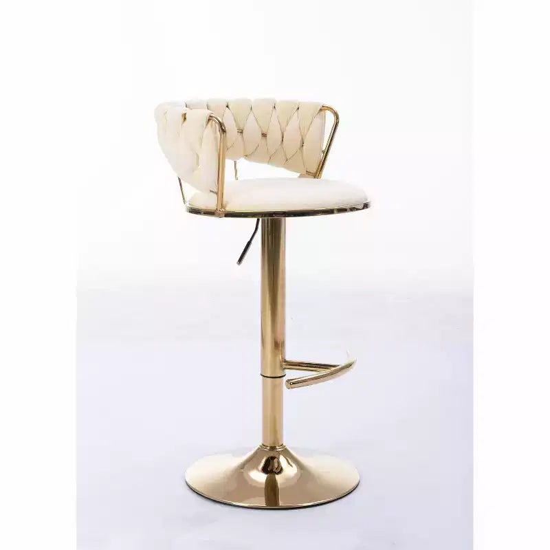 Tabourets de bar en velours avec repose-pieds et base chromés, lot de 2, tabourets de bar pivotants avec levage mécanique réglable, tabourets de hauteur comptoir