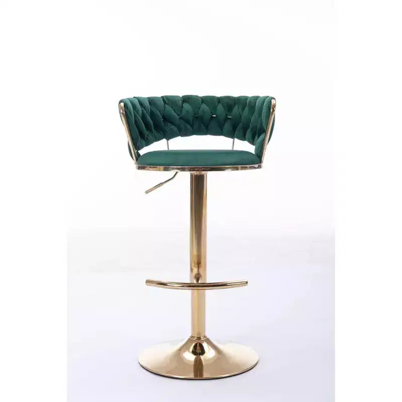 Tabourets de bar en velours avec repose-pieds et base chromés, lot de 2, tabourets de bar pivotants avec levage mécanique réglable, tabourets de hauteur comptoir