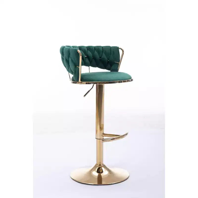 Tabourets de bar en velours avec repose-pieds et base chromés, lot de 2, tabourets de bar pivotants avec levage mécanique réglable, tabourets de hauteur comptoir