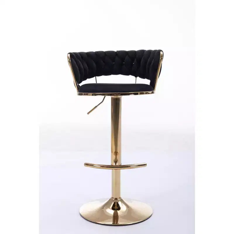 Tabourets de bar en velours avec repose-pieds et base chromés, lot de 2, tabourets de bar pivotants avec levage mécanique réglable, tabourets de hauteur comptoir