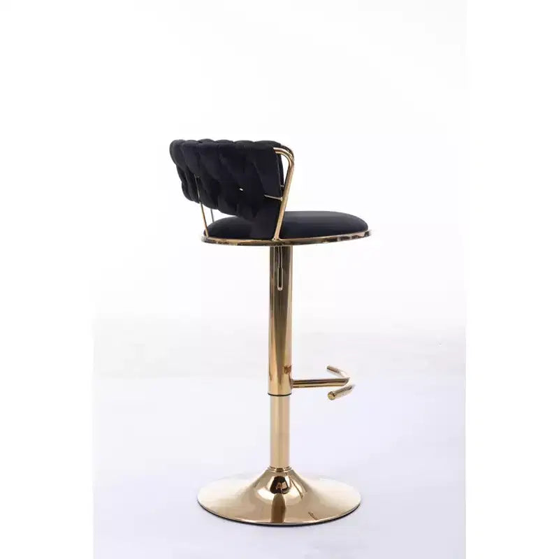 Tabourets de bar en velours avec repose-pieds et base chromés, lot de 2, tabourets de bar pivotants avec levage mécanique réglable, tabourets de hauteur comptoir