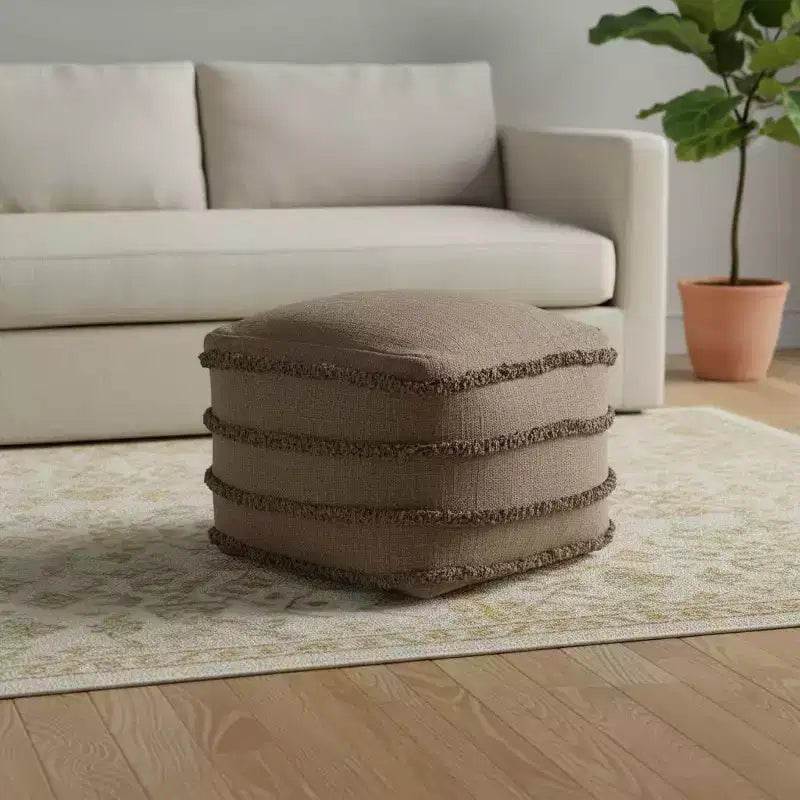 Pouf ottoman à rayures en coton marron 18