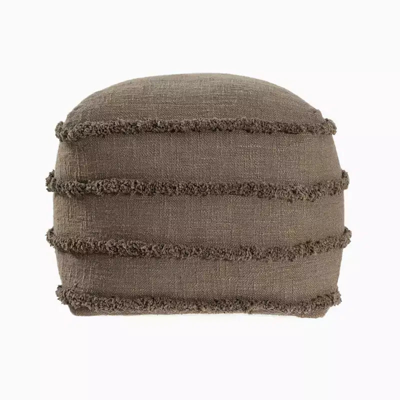 Pouf ottoman à rayures en coton marron 18