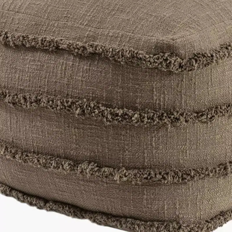 Pouf ottoman à rayures en coton marron 18