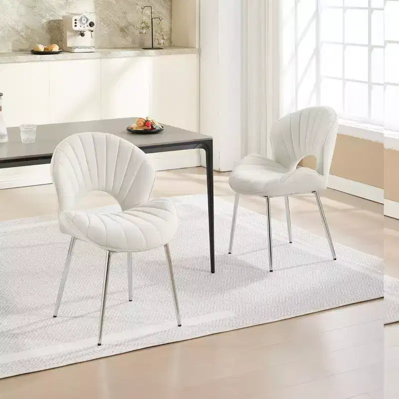 de 2 Chaises de Salle à Manger Rembourrées Modernes avec Dossier Incurvé et Pieds en Métal, Chaises de Salle à Manger sans Accoudoirs pour Salle à Manger ou Cuisine-Panipeachy