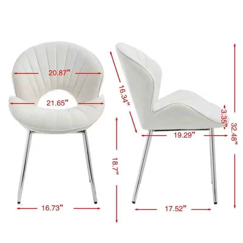 de 2 Chaises de Salle à Manger Rembourrées Modernes avec Dossier Incurvé et Pieds en Métal, Chaises de Salle à Manger sans Accoudoirs pour Salle à Manger ou Cuisine-Panipeachy