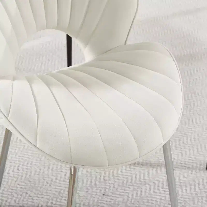 de 2 Chaises de Salle à Manger Rembourrées Modernes avec Dossier Incurvé et Pieds en Métal, Chaises de Salle à Manger sans Accoudoirs pour Salle à Manger ou Cuisine-Panipeachy