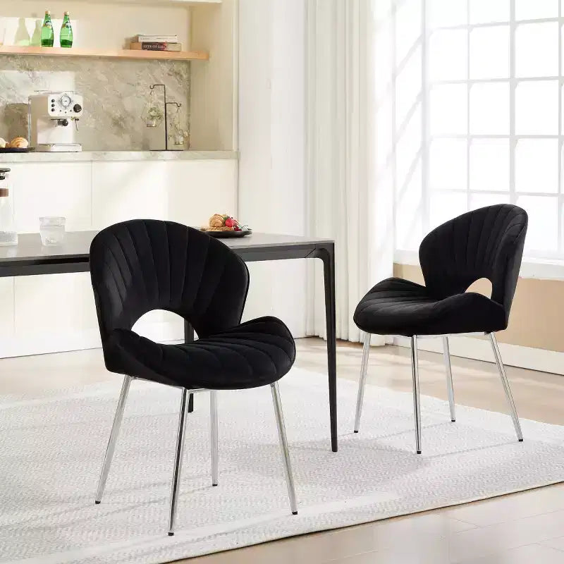 de 2 Chaises de Salle à Manger Rembourrées Modernes avec Dossier Incurvé et Pieds en Métal, Chaises de Salle à Manger sans Accoudoirs pour Salle à Manger ou Cuisine-Panipeachy