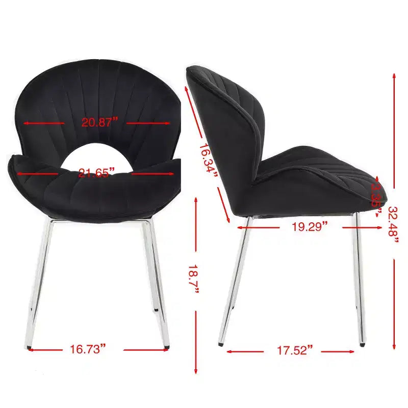 de 2 Chaises de Salle à Manger Rembourrées Modernes avec Dossier Incurvé et Pieds en Métal, Chaises de Salle à Manger sans Accoudoirs pour Salle à Manger ou Cuisine-Panipeachy