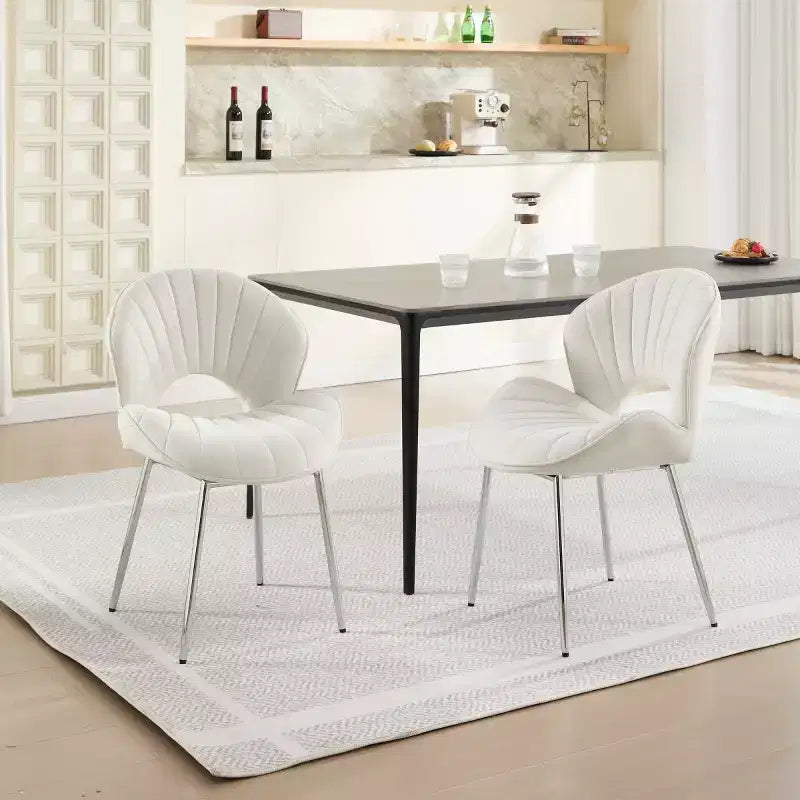 de 2 Chaises de Salle à Manger Rembourrées Modernes avec Dossier Incurvé et Pieds en Métal, Chaises de Salle à Manger sans Accoudoirs pour Salle à Manger ou Cuisine-Panipeachy