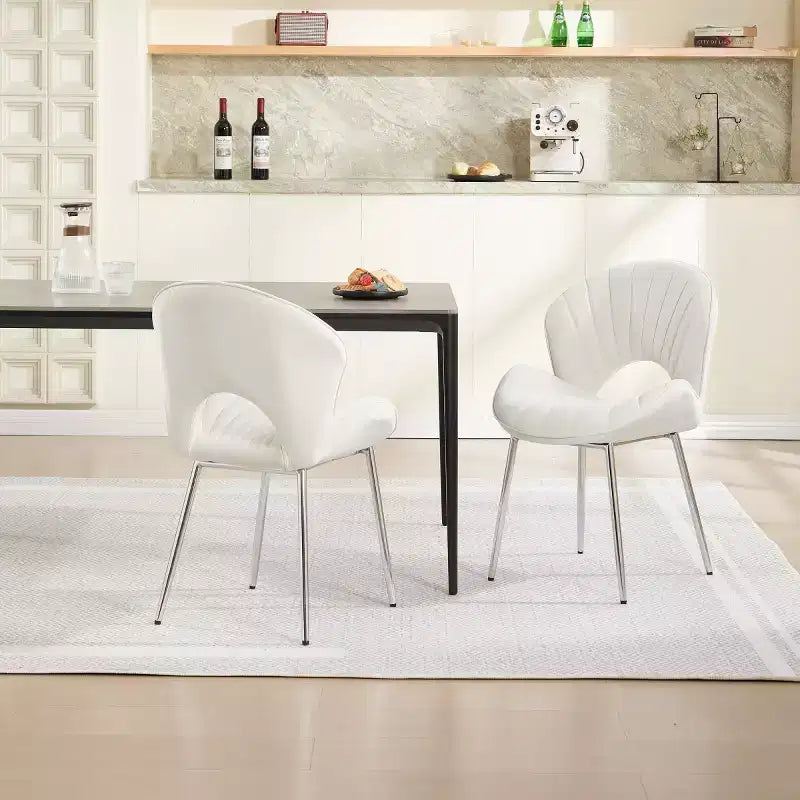 de 2 Chaises de Salle à Manger Rembourrées Modernes avec Dossier Incurvé et Pieds en Métal, Chaises de Salle à Manger sans Accoudoirs pour Salle à Manger ou Cuisine-Panipeachy