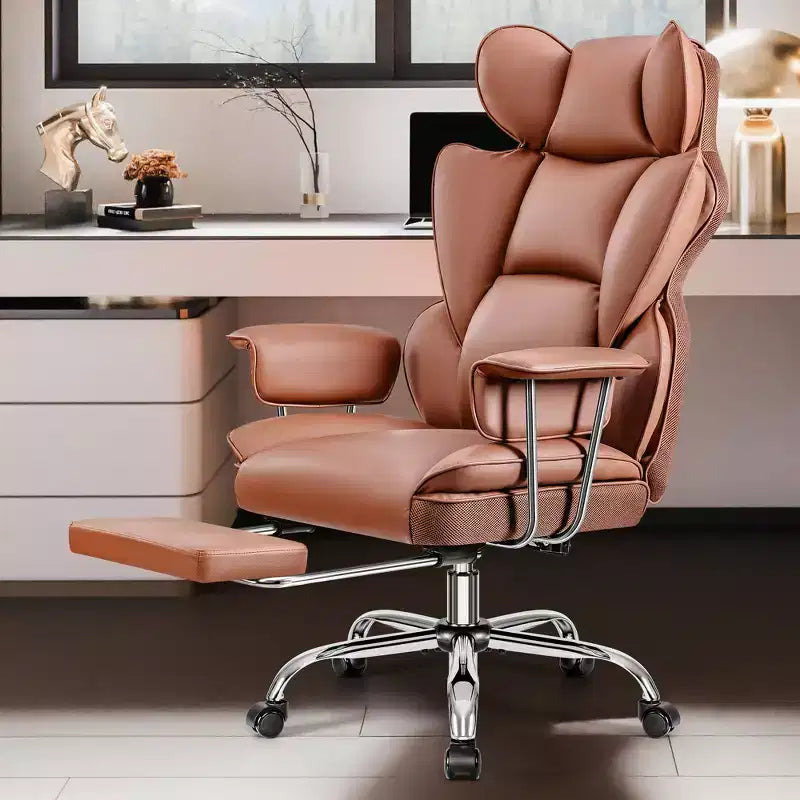 Chaise de bureau, Fauteuil de direction grande taille avec repose-pieds, Dossier haut inclinable ergonomique