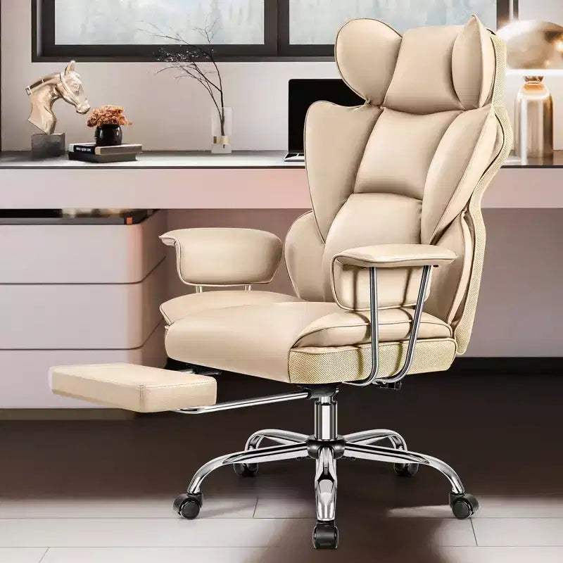 Chaise de bureau, Fauteuil de direction grande taille avec repose-pieds, Dossier haut inclinable ergonomique