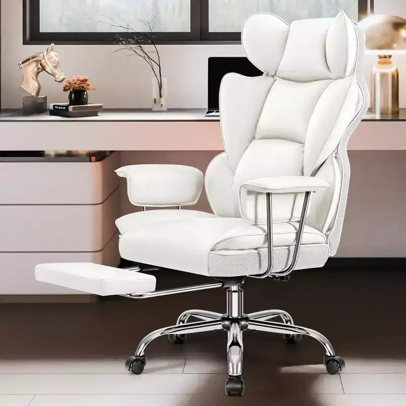 Chaise de bureau, Fauteuil de direction grande taille avec repose-pieds, Dossier haut inclinable ergonomique