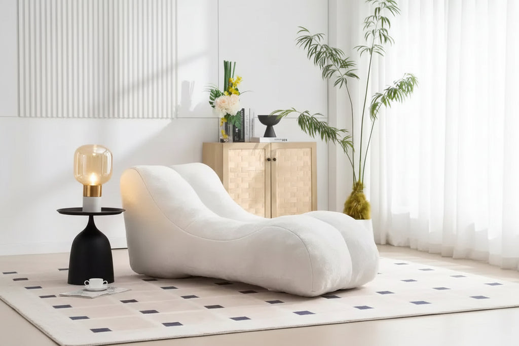 Chaise Lounge for Yoga, S Curved Bean Bag Chair, Comfy Chaise Lounge Filled with Soft Sponge, Floor Boneless Reading Sofa for Living Room Bedroom