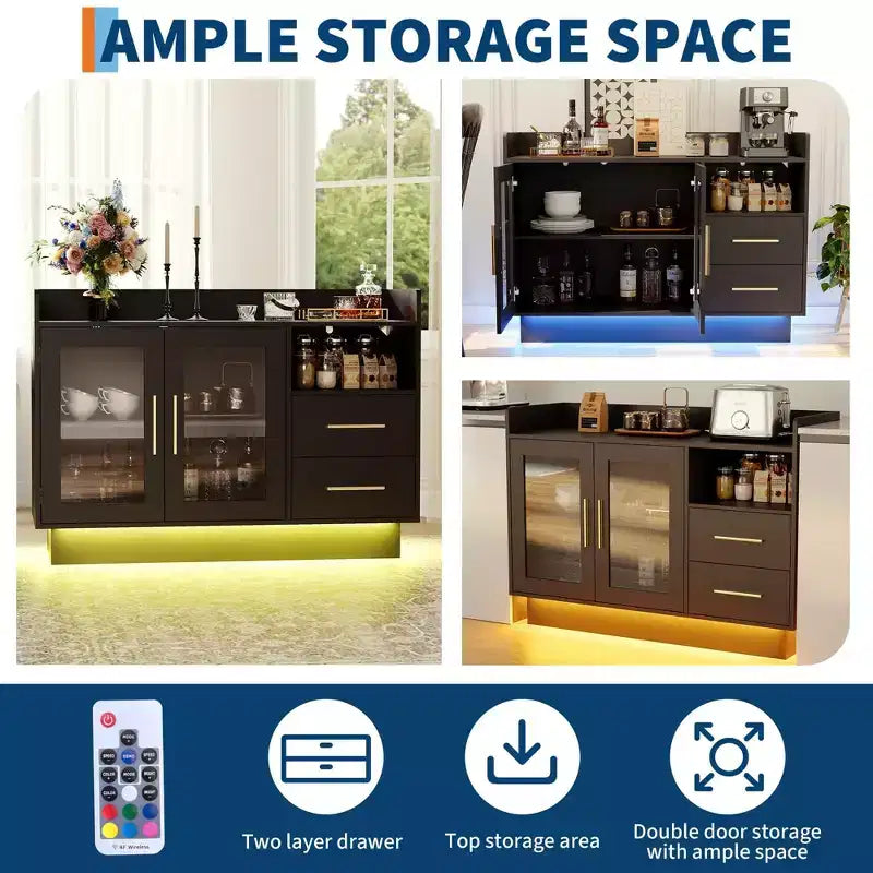 Meuble de rangement vitré, vitrine autoportante avec tiroirs pour salon et salle à manger