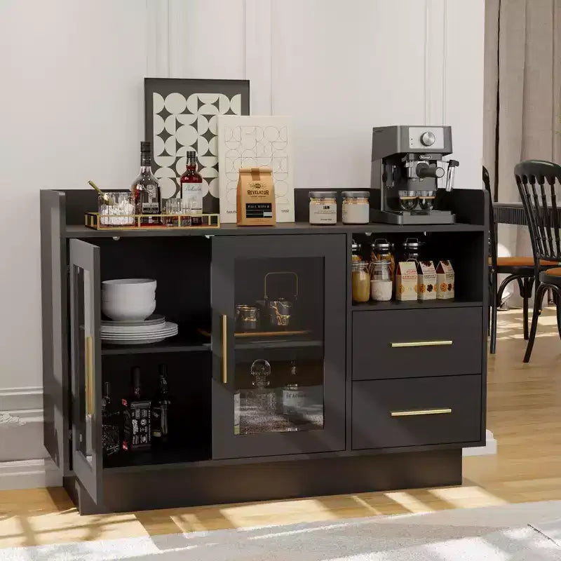 Meuble de rangement vitré, vitrine autoportante avec tiroirs pour salon et salle à manger