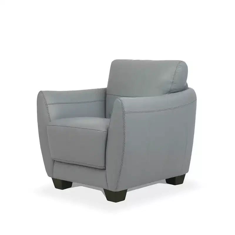 Fauteuil 33" en cuir vert - : Rembourrage moderne en polyester, pieds en bois massif