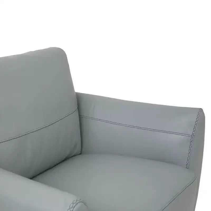 Fauteuil 33" en cuir vert - : Rembourrage moderne en polyester, pieds en bois massif