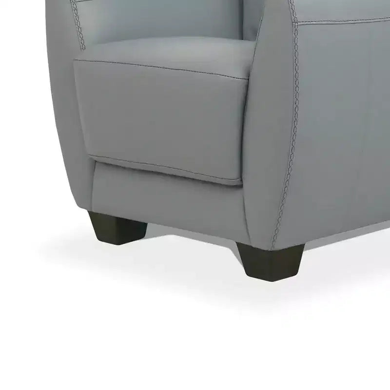 Fauteuil 33" en cuir vert - : Rembourrage moderne en polyester, pieds en bois massif